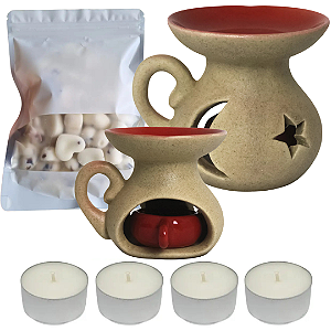 Kit Difusor Rechaud Com Panelinha R2 10cm + 12 Wax + 4 velinhas para Wax Melts e Ólieos Essenciais