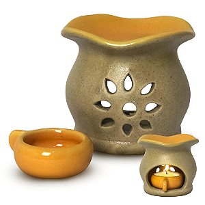 Difusor Rechaud Cerâmica Panelinha R1 10cm Óleos Essenciais e Wax Melts Bege