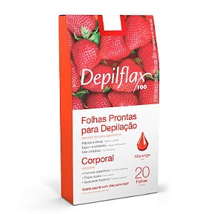 Folhas para Depilação Corporal 20 Folhas Morango Depilflax