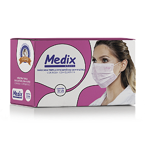 Máscara Tripla Rosa 50 Unidades Medix