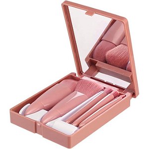 Kit 5 Mini Pincéis para Viagem Rosê