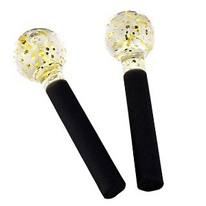 Esfera de Cromoterapia Pequena Transparente com Glitter Dourado