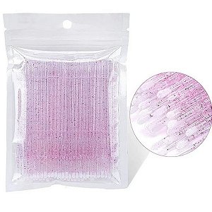 Microbrush Rosa com Glitter 100un