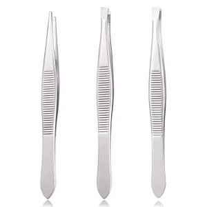 Kit com 3 Pinças Prata