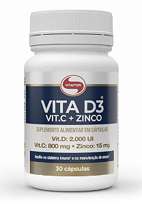 Vitamina D3 + C + Zinco (30 Cápsulas) - Vitafor