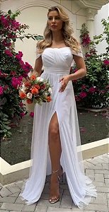 Vestido de noiva branco pz ombro a ombro