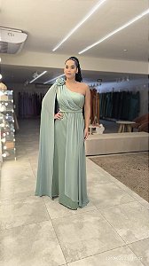 Vestido longo ombro unico - Verde Menta TAM 46