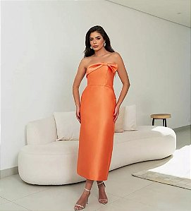 Vestido midi zibeline verde tifany tomara que caia - 44