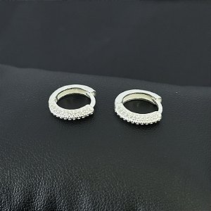 Argola Cravejada Chapada 14mm Prata 925 Legítima | Hipoalergênica e Durável