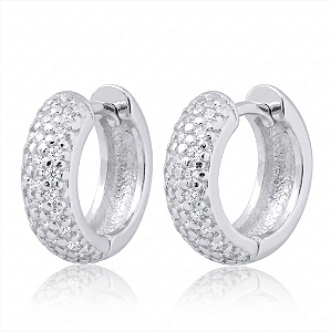 Brinco Argola de Prata 925 3 Fileiras Cravejada 13mm