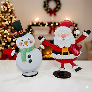 Kit com Papai Noel e Boneco de Neve 24 cm