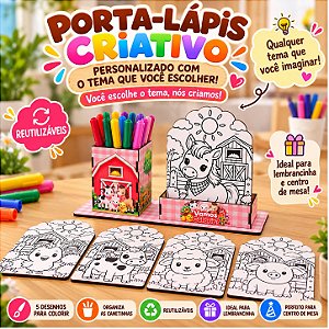 Porta Lápis Criativo – Kit Colorir Personalizado em MDF