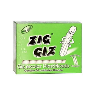 Giz Branco Plastificado c/ 50 palitos Zig