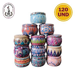 Kit 120 Unidades de Latas para Velas Mandala 130ml