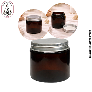 Pote de Vidro Âmbar 100g c/Tampa Alumínio Prata - (UN)