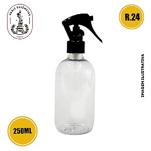 Frasco Pet Cilíndrico 250ml C/ Gatilho Preto 24/410