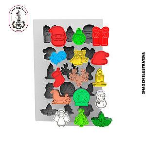 Molde de Silicone Kit Figuras Natalinas 15Cav -(un)