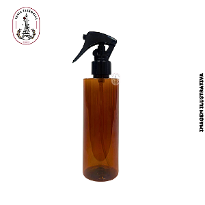 Frasco Pet Âmbar Cil Reto Fino 200ml Gatilho Preto - (un)