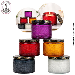 Pote de Vidro Mandala 125ml c/ Tampa Metal - (UN)