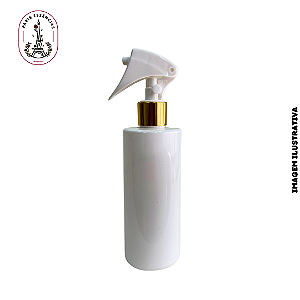 Frasco Pet 260ml Branco c/ Gatilho Luxo Dourado - (un)