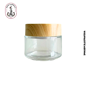Pote de Vidro c/ Tampa Bambu 100ml - (un)