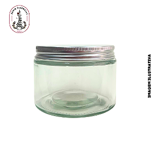 Pote de Vidro 250ml c/ Tampa Alumínio Prata - (un)