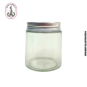 Pote de Vidro Alto 250ml c/ Tampa Alumínio Prata - (un)
