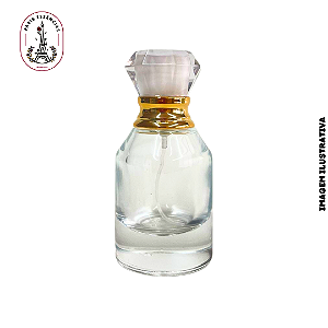 Porta Perfume 30ml c/ Tampa Diamante Branca/Dourada - (un)