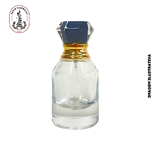 Porta Perfume 30ml c/ Tampa Diamante Preta/Dourada - (un)