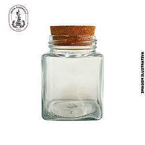 Pote de Vidro 180ml Quadrado c/ Tampa Cortiça - (un)