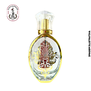 Porta Perfume Luxo 50ml – Vidro Oval com Detalhes Dourados