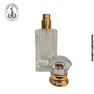 Porta Perfume Luxo Quadrado Tampa Coroa 50ml