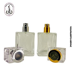 Porta Perfume Vidro Luxo Quadrado 50ml