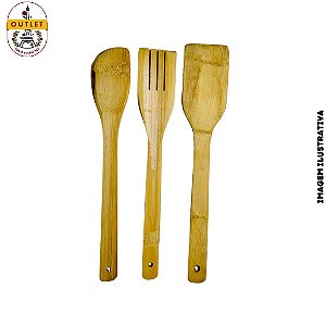 Kit Espátula de Bamboo 3Pçs