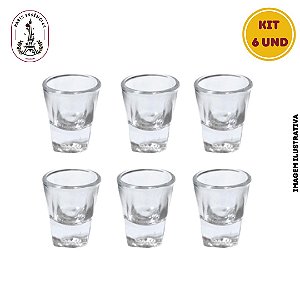 Kit Copo de Vidro Fundo Grosso 20ml - 6 Unidades