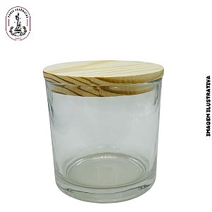 Porta-Vela de Vidro Liso 500ml com Tampa de Madeira