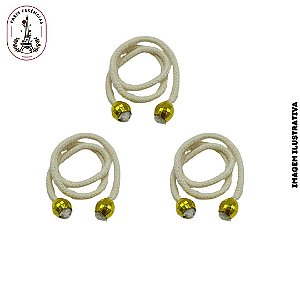 Kit Enfeite Cordão Natural com Bolas Douradas – 3 Peças