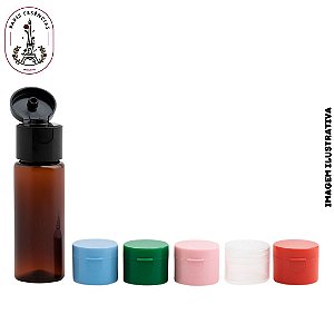Frasco PET 25ml Âmbar com Tampa Flip Top – Kit com 10 ou 50 Unidades