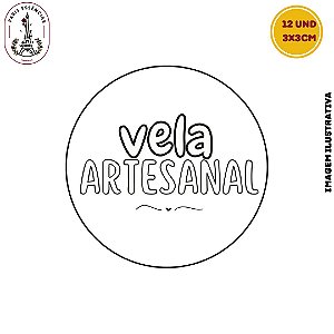 Etiqueta Vela Artesanal Vinil 3x3 Cartela c/12un