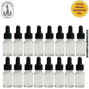 Kit 20 Vidros c/Conta Gotas - 5ml