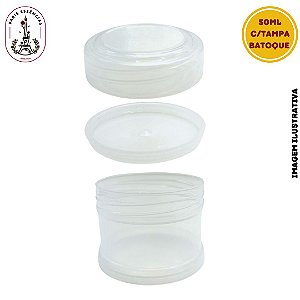 Pote Plástico 5 Unidades - 50ml Natural c/Tampa Batoque Vedação