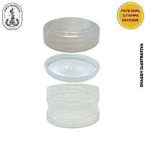 Pote Plástico 5 Unidades - 30ml Natural c/Tampa Batoque de Vedação