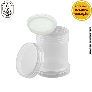 Pote Plástico 10 Unidades - 10ml Natural c/Tampa Batoque de Vedação