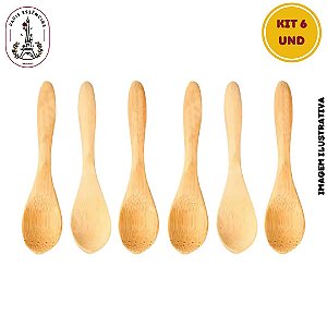 Mini Colher Bambo c/ 6 Peças - (9cm) cada