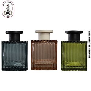 Vidro Difusor Cubo Canelado c/ Tampa - 200ml + Varetas de Fibra (6 unid)