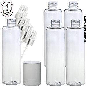 Kit C/ 5 Frascos Pet Luxo P/ Body Splash Válvula Spray Prata - 250ml