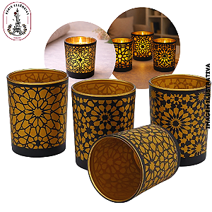 Vidro Porta Vela Decorado Mandala Sortidos - (UN)