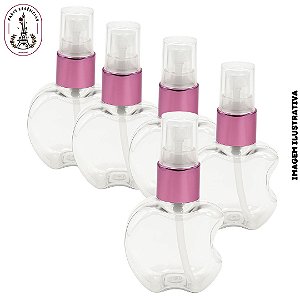 Kit 5 Frasco Pet Maça Mordida c/Válvula Reparadora Rosa - (50ml)