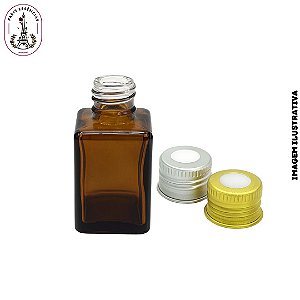 Vidro 30ml Retangular Âmbar c/Tampa Alumínio Furada