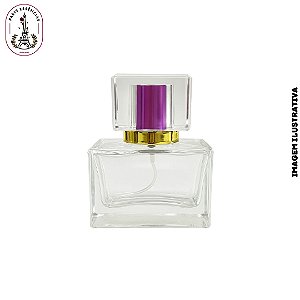 Porta Perfume Retangular 30ml - Tampa Lilás